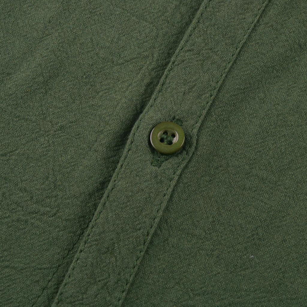 Мужская летняя рубашка с воротником-стойкой и пятью точками со средними рукавами, свободный однотонный топ из хлопка и льна