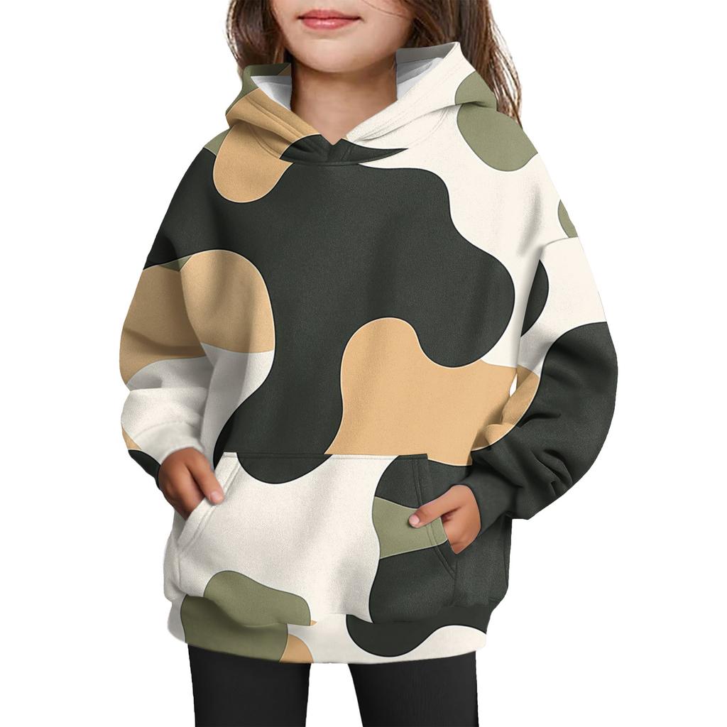 Girls' Hooded Tie- Sweatshirt - Pullover Print Top