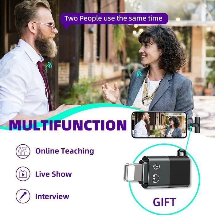 Micro Cravate Sans Fil Professionnel Pour Smartphone iPhone iPad, Mini Microphone 2.4GHz Pour Tiktok Youtube Stream Facebook A86