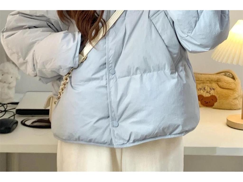 2024 Petite Korean Style Blue Women's Short Down Jacket - White Duck Down