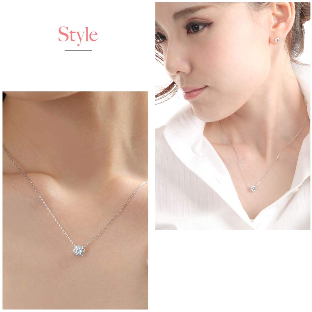 PLUSTER 925 Sterling One 1 Carat Adjustable One Cubic Подарочный набор на день рождения Женское ожерелье, серебро, часть, цепь, 45 см, длина, часть, аксессуар,