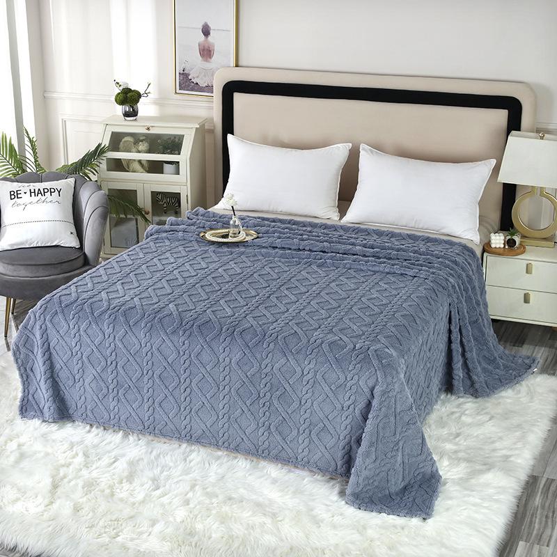 Двусторонний однотонный флисовый и тафтовый плед для дивана или сна