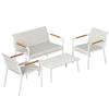 Garden Furniture Set Seating Group For 4 People Breathable Garden Lounge With 2 Seater Sofa 2 Armchairs Metal Table Foot Pads