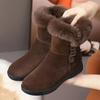 Autumn and Winter New Casual Martin Boots Women's Round Head Thick Sole Thick Hair Side Zipper Locomotive Women's Snow Boots