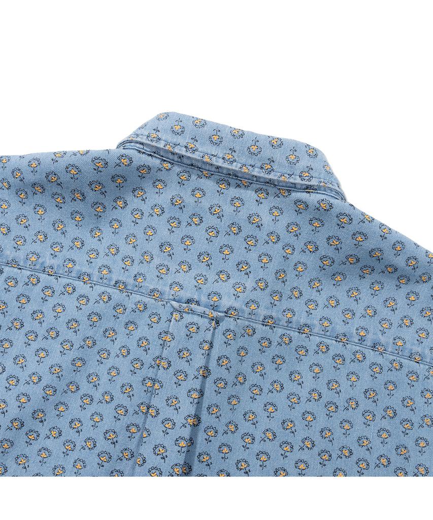 PRODESHIRT [Комфорт] Джинсовая рубашка 'Цветы Флоренции' (Светло-синий)