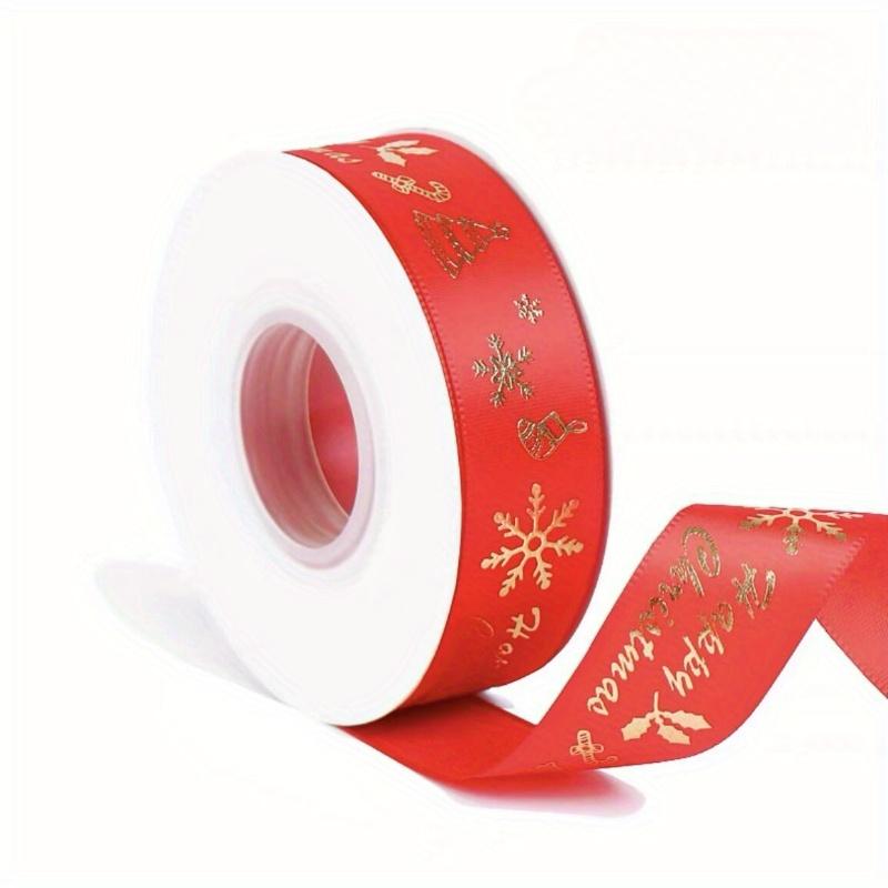 Бронзовые рождественские ленты, полиэстеровые ленты с принтом для бантов, подарочных коробок, упаковочная лента, рождественские украшения своими руками, поделки