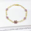Trendy Multicolor Zircon Tulip Flower Bracelet Gold Plated Leaf Vine Chain Bracelet Romantic Wedding Party Zircon for Women