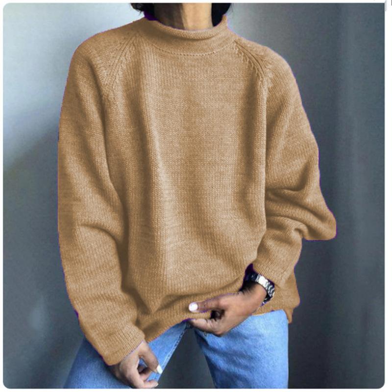 Весенний однотонный пуловер свободного кроя, повседневный вязаный свитер для женщин, роскошный топ с расслабленной посадкой, стройнящий и универсальный
