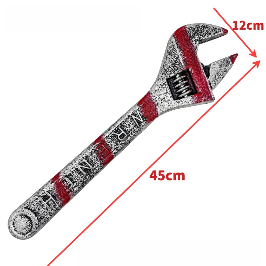 Halloween Fake Wrench Pipe Clamp Plastic Prop Weapon Bloody Mechanics Tool Cosplay Toy