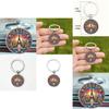 Paris Sunset Scene Keychain With Glass Pendant For Gift And Decoration