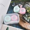 1pcs Candy Color Contact Lens Cases Simple Transparent Portable Eye Contacts Lenses Holder Box Case with Tweezers Wearing Tools