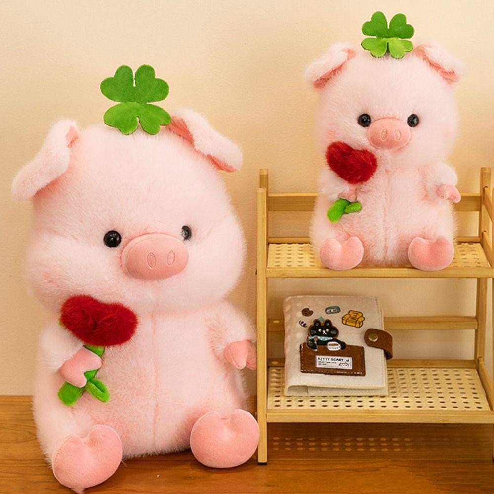 Soft Stuffed Pig Plushie Toy PP Cotton Pig Stuffed Dolls Pig Hold Flower Plush Doll  Kids Gifts