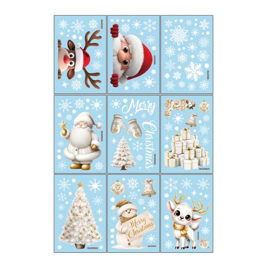 9 Sheets/Set Christmas Window Cling Removable Waterproof PVC Winter Merry Christmas Static Glass Sticker Holiday Party Decoration Decal