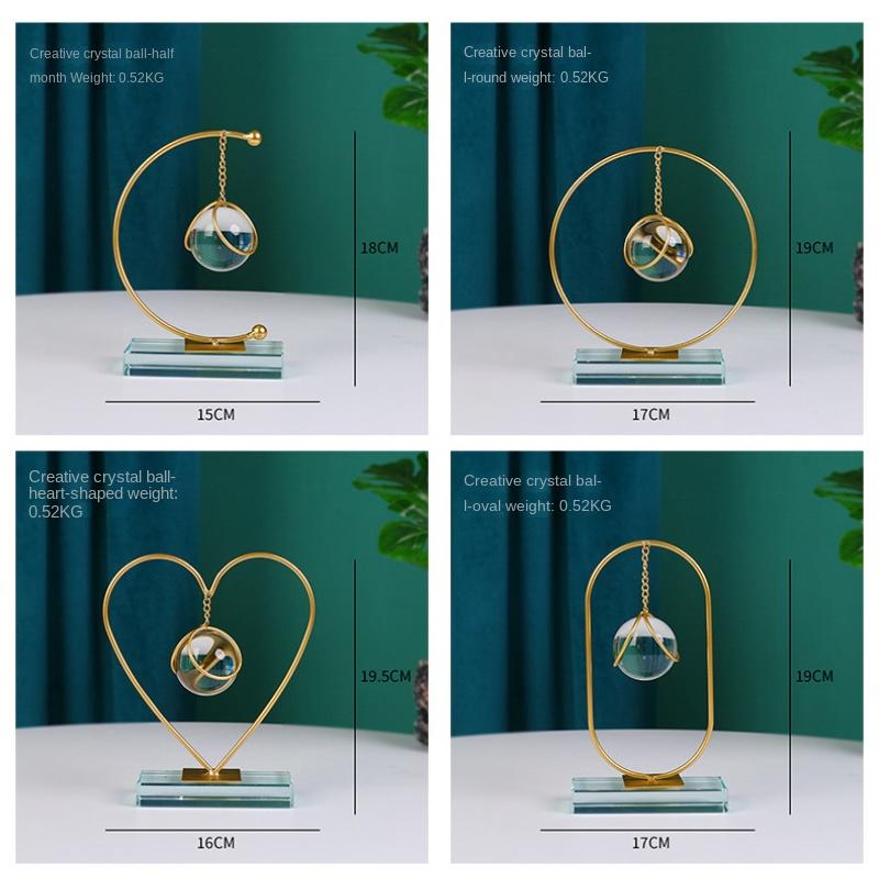 Creative Iron Crystal Ball Jewelry Home Decoration Statue Statue Sculpture Living Room Desk Accessories Dining Table Decorations