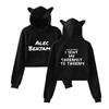 Alec Benjamin Cat Ear Hoodie Women Long Sleeve Short Shirts Women Casual Streetwear Crop Tops