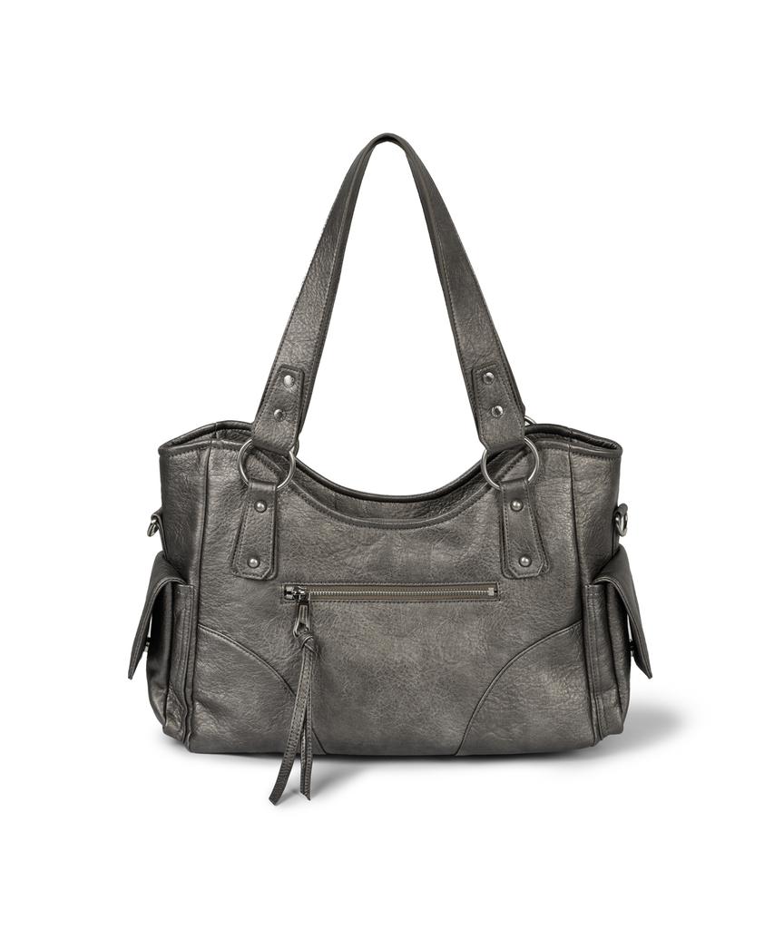 Iugamakaras Studded Leather Shoulder Bag (Silver)