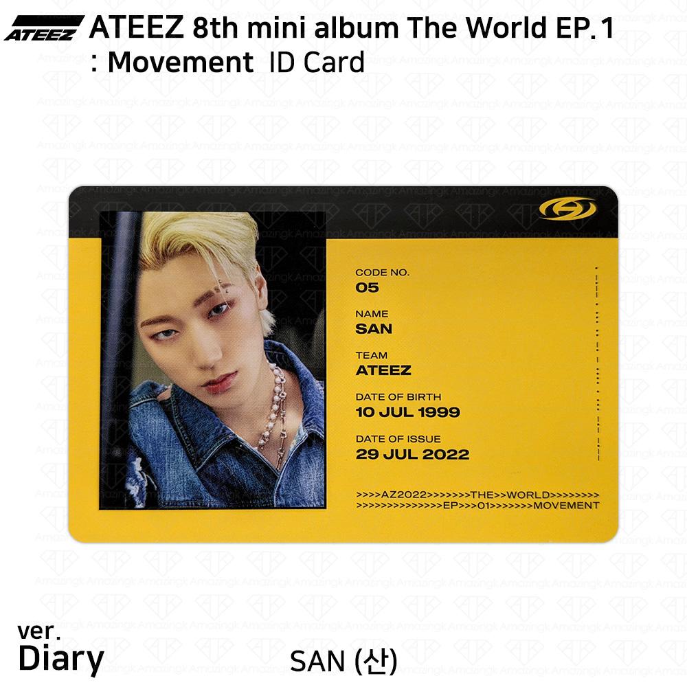 ATEEZ 8-й мини-альбом The World EP.1 : Официальное удостоверение личности движения Фотокарта КПОП