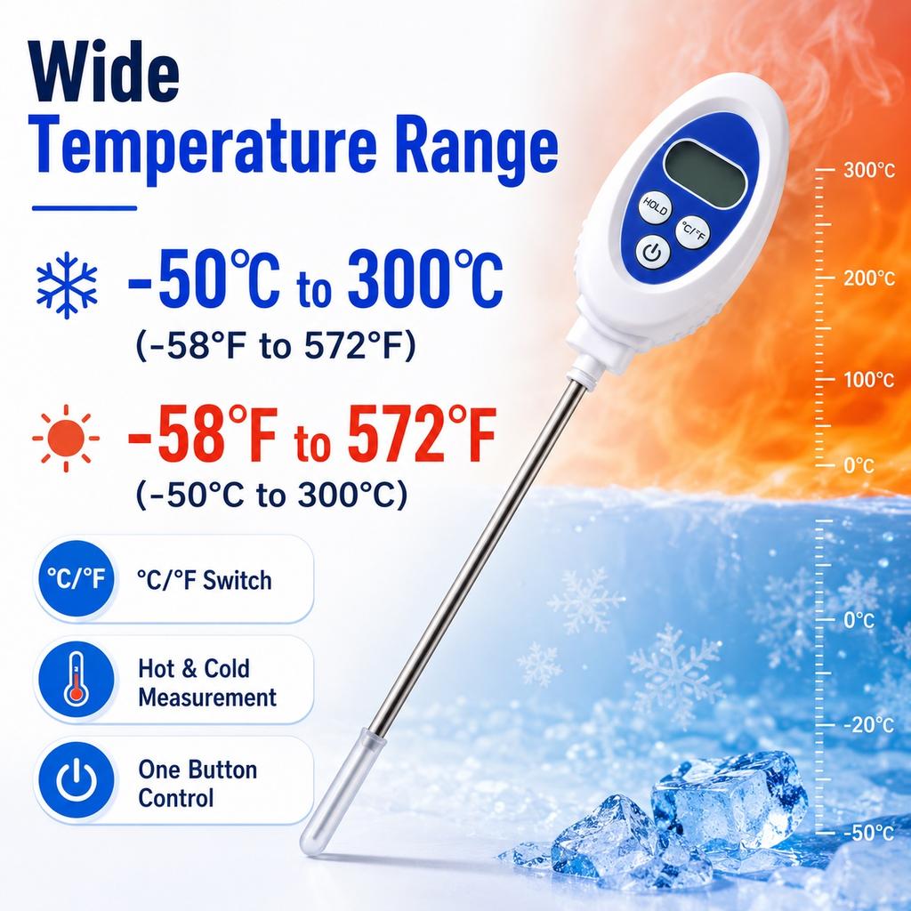 Digital Milk Coffee Thermometer Waterproof Food Probe Thermometer Instant Read Cooking BBQ Kitchen Temperature Meter for Milk 4