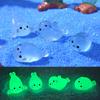 4Pcs Kawaii Luminous Mini Seal Pup Resin Glow At Night Marine Animal Figurines Ornament Fairy Garden Diy Accessories