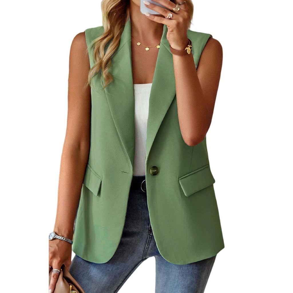 Women's Solid-color Sleeveless Cardigan Suit Jacket