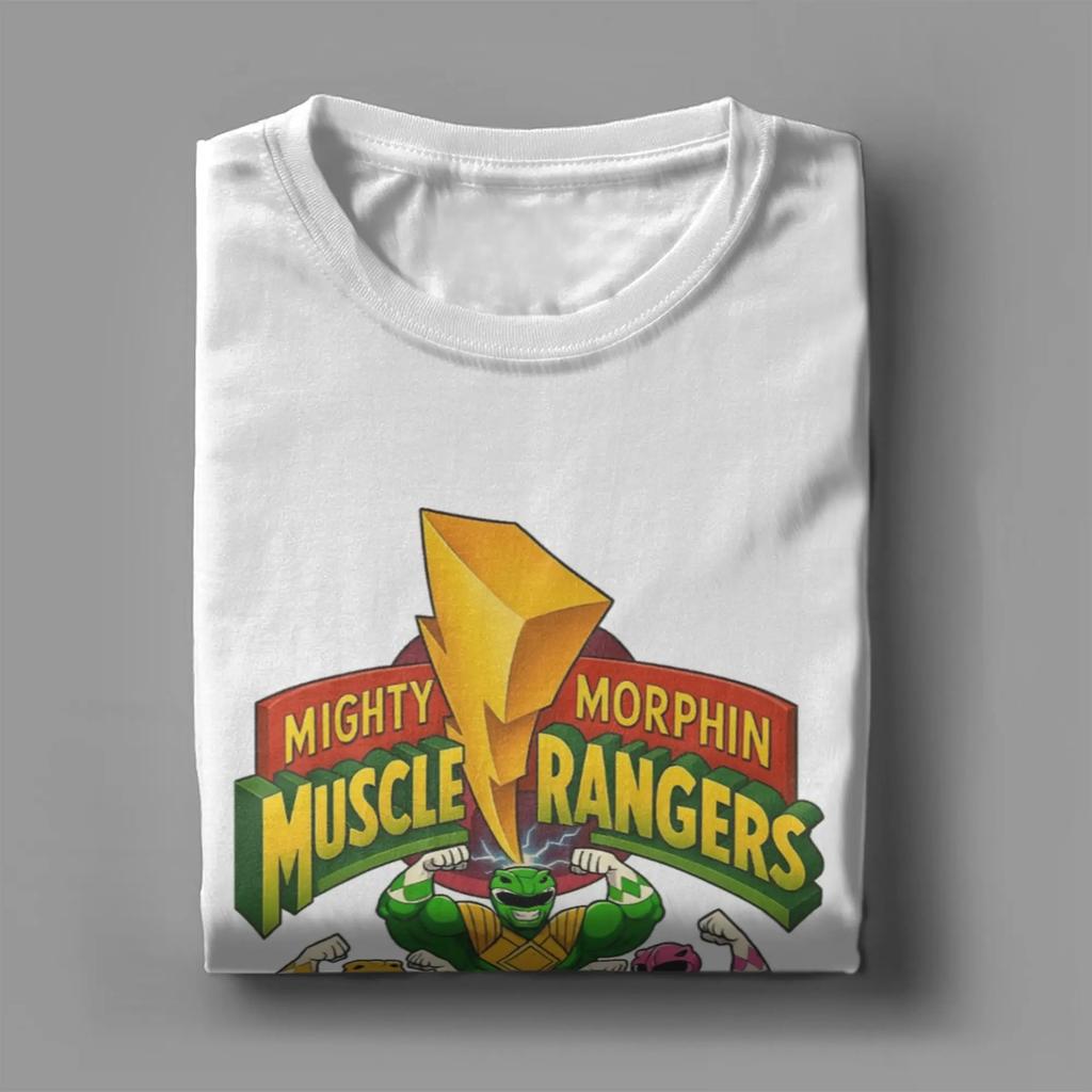 Mighty Morphin Muscle Power Rangers Flexin Through Muscle Grid For Unisex T Shirt Leisure Tee Shirt O Neck Tshirt 100 Cotton