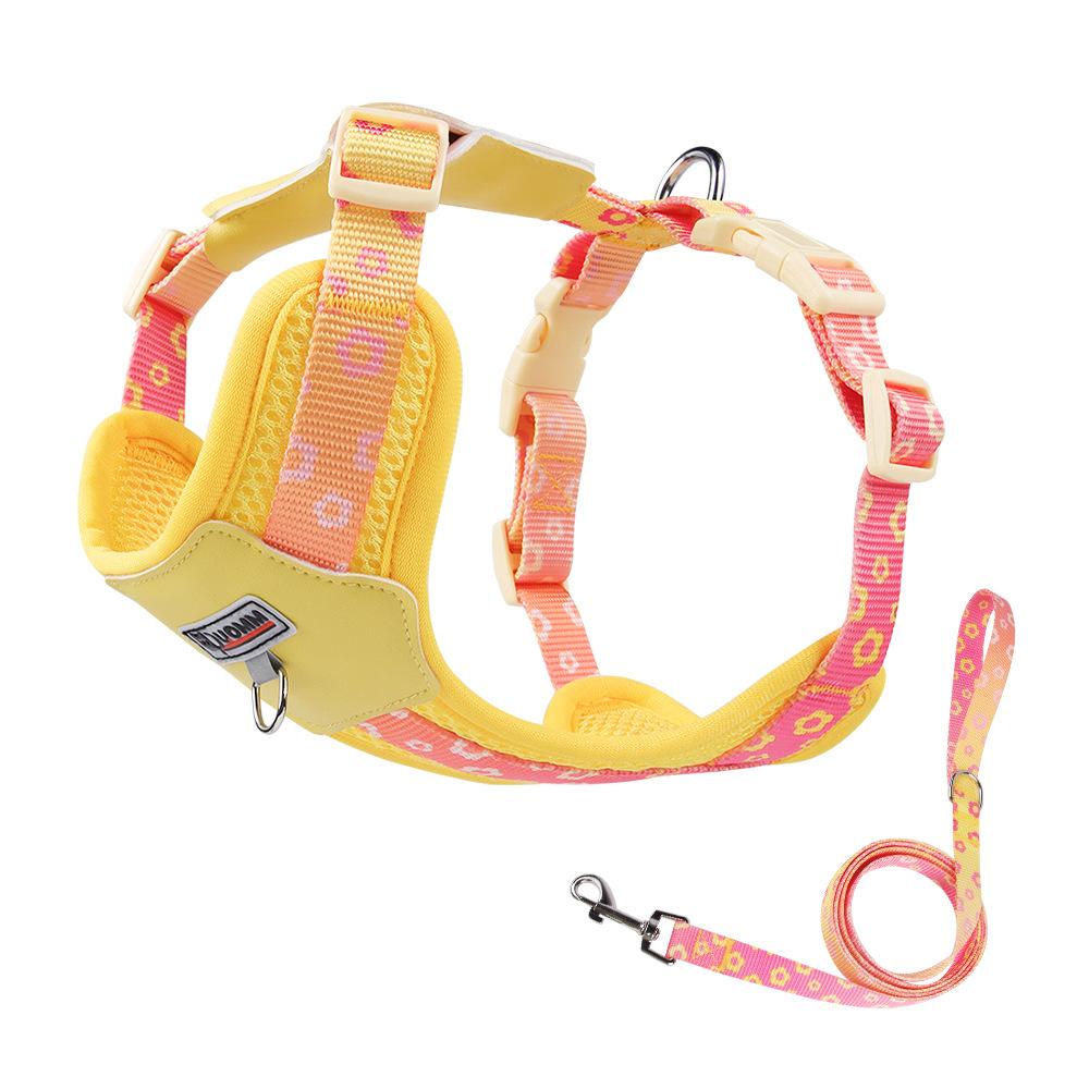 Dopamine Dog Harness Small & Medium Outdoor Dog Harness Gradient Print Pet Leash Set Comfortable and breathable