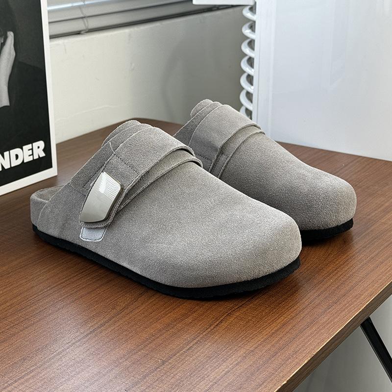 Мужские летние повседневные шлепанцы с большим носком на плоской подошве, обувь Boken 59901, бежевый-W