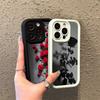 Черно-белый силуэт розы Арт Чехол для телефона для iPhone 17 16 15 14 13 12 11 Серии Pro Max Plus Двойная защита