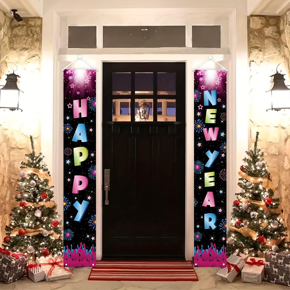 Happy New Year Couplet Banner Fireworks 1 Pair Polyester 180x30cm Indoor Outdoor Decor
