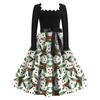 Women's Fashion Square Neck Casual Slim Christmas Printed Long Sleeve Dresses