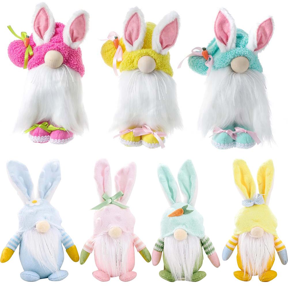 Easter Bunny Gnome Decorations, Cute Rabbit Handmade Easter Gnome Plush Doll Decor, Spring Easter Day Home Table Decor