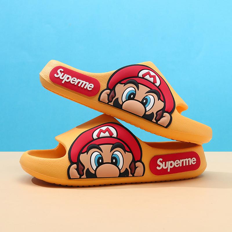 Детские шлепанцы-сандалии в стиле мультфильма Марио, мягкие, из ЭВА, нескользящие, летняя обувь для мальчиков