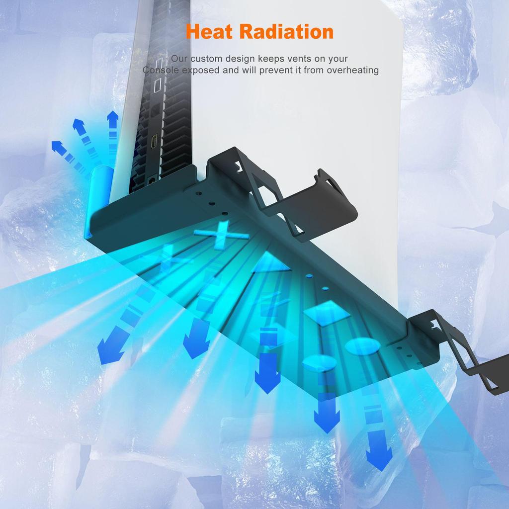 PS5 Wall Mount Bracket & Charging Cable Set for Console