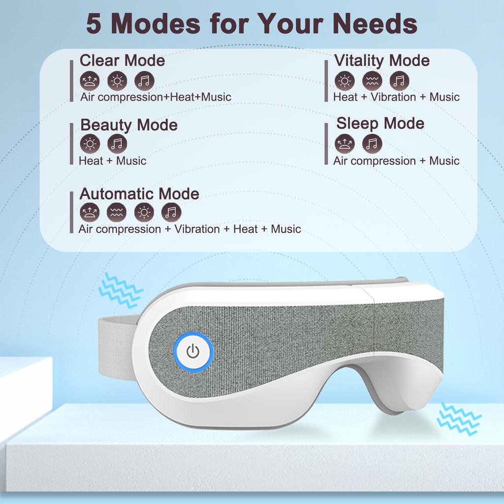 3D-массажер для глаз с функцией нагрева, интеллектуальный Bluetooth-массажер для глаз, расслабляющий, уменьшающий темные круги, подарки