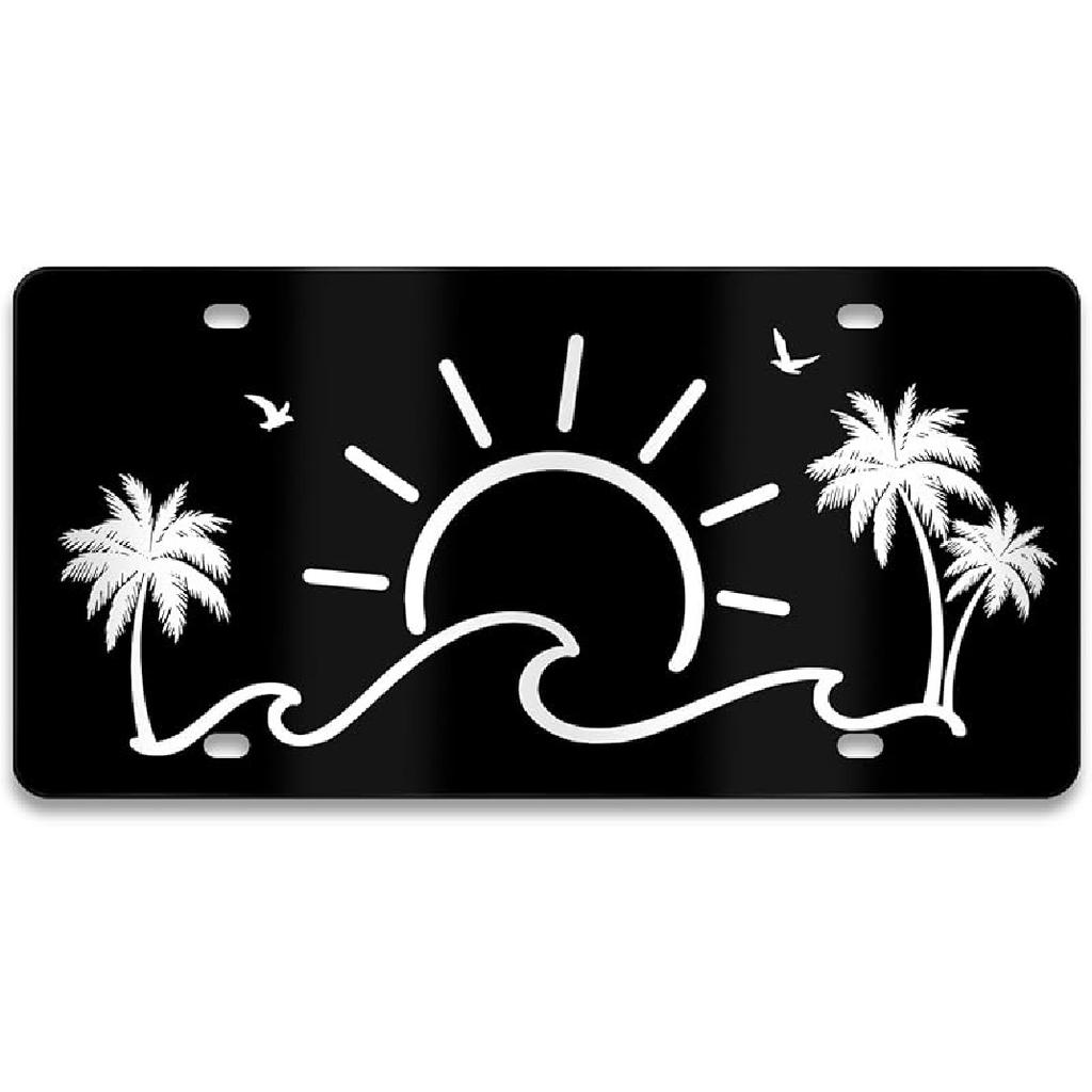 Mountain License Plate Mounta Front License Plate Peak Aluminum Decorative Licenses Plates, Natural Novelty Vanity Tag Black Car Plates, Car Tag With