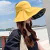 Hat Women's Empty Top Sun Hat Summer Leisure Travel UV Protection Big Eaves Sun Protection Vinyl Bucket Hat Exposed Ponytail