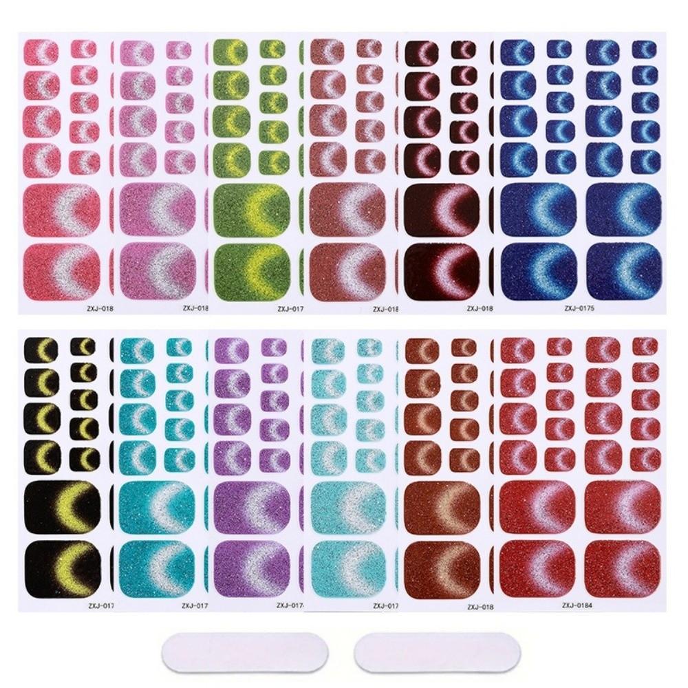 6Sheets Shimmering Glitter Toenail Stickers Colorful Toe Nail Sticker  Summer Use