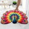 Peacock Floor Mat 3D Realistic Pattern Bathroom Mat Quick Dry Floor Rug with Anti-Slip Backing for Kitchen Bedroom Entrance
