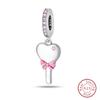 Sweet Romantic Princess Charms S925 Silver Pink Dress Lipstick High Heels Perfume Beads 3mm DIY Fine Jewelry Accessories