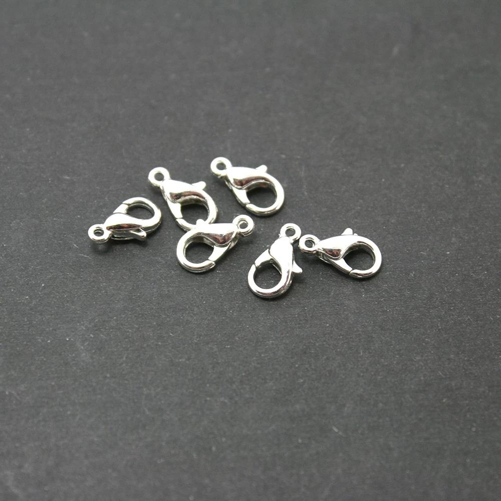12 мм крючок с пряжкой из когтя лобстера для DIY ожерелья браслет ножной браслет изготовление ювелирных изделий ремесло крюк цепочка застежка крюк для ювелирных изделий посеребренный крючок для лобстера