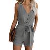 Женский повседневный однотонный комбинезон с v-образным вырезом, шорты Five Point, европейский и американский, летний, новинка 2024 г.