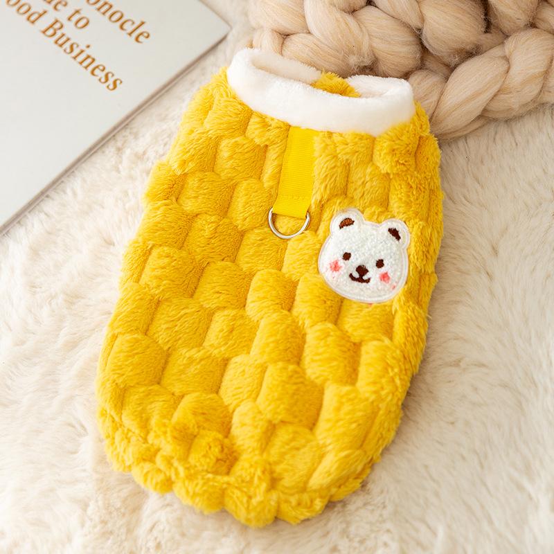 Autumn and Winter Casual Korean Version of Bear Traction Fleece Vest Medium and Small Dog Cat Two Feet Warm Pet Dog Clothes
