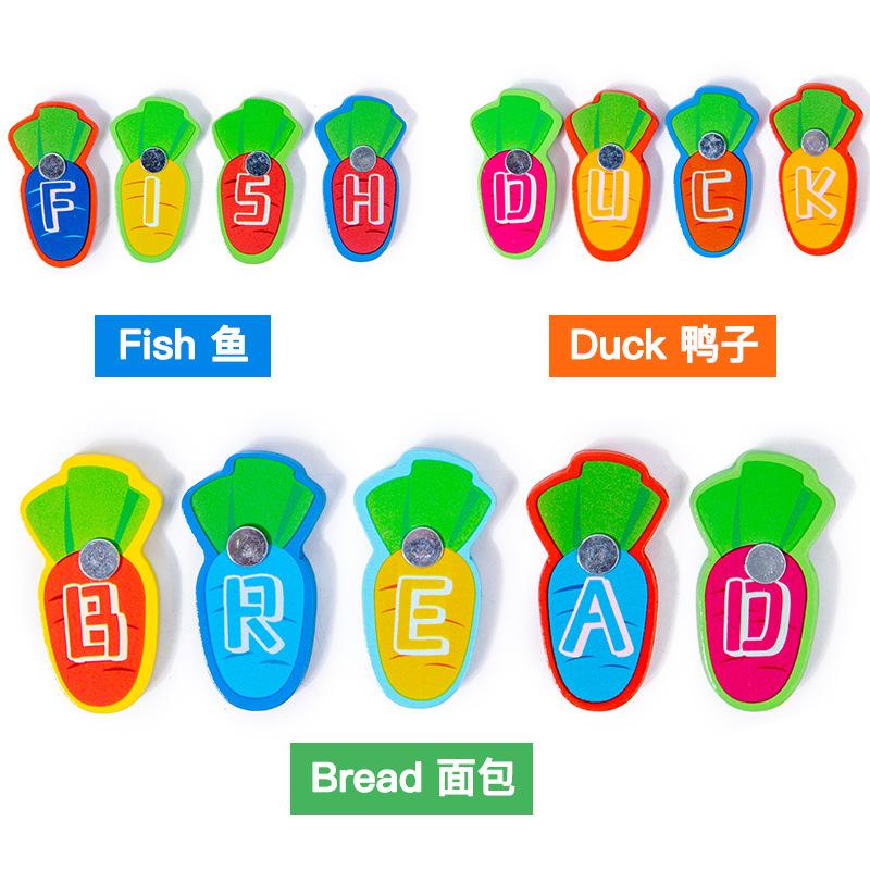 Детская развивающая головоломка, цветная, буквенно-цифровая, когнитивное сопоставление, рыбалка, деревянная настольная интерактивная игра