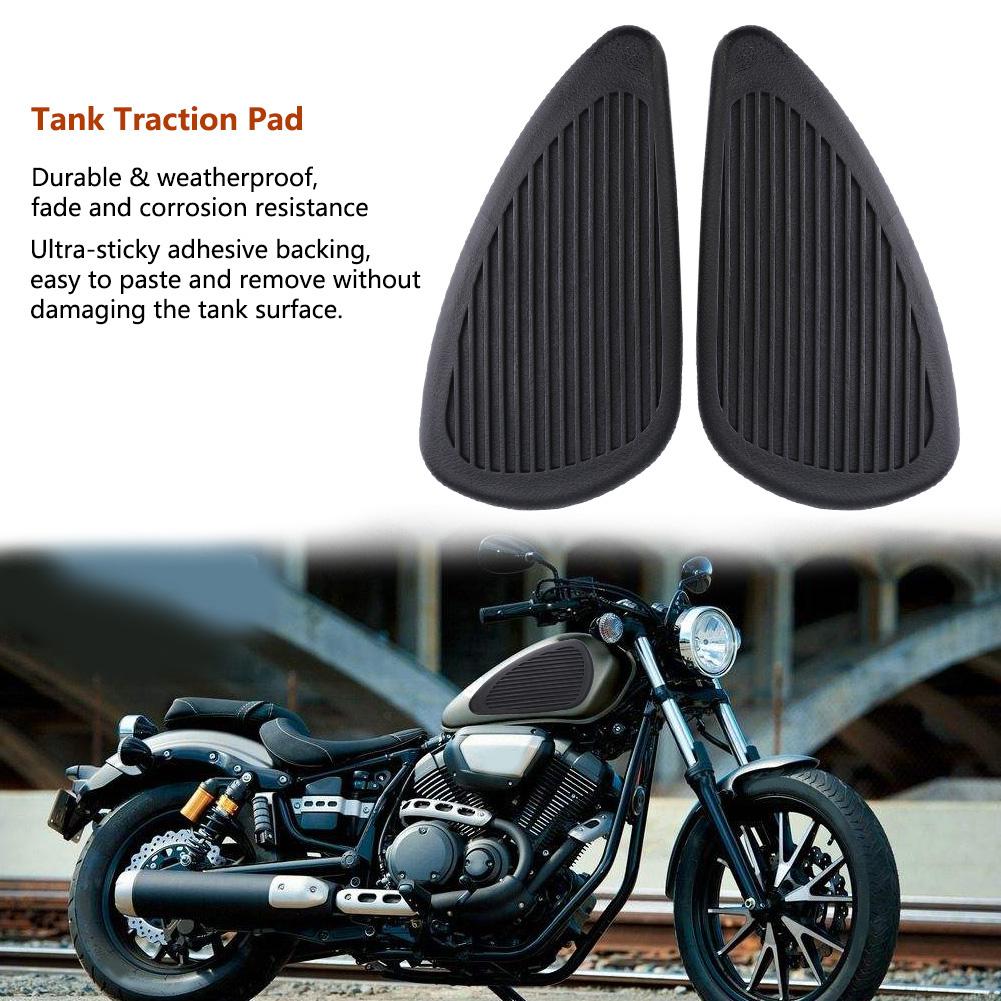2Pcs Anti Slip Traction Pad Gas Fuel Tank Stickers Protector for Retro Motorcycle (Black)
