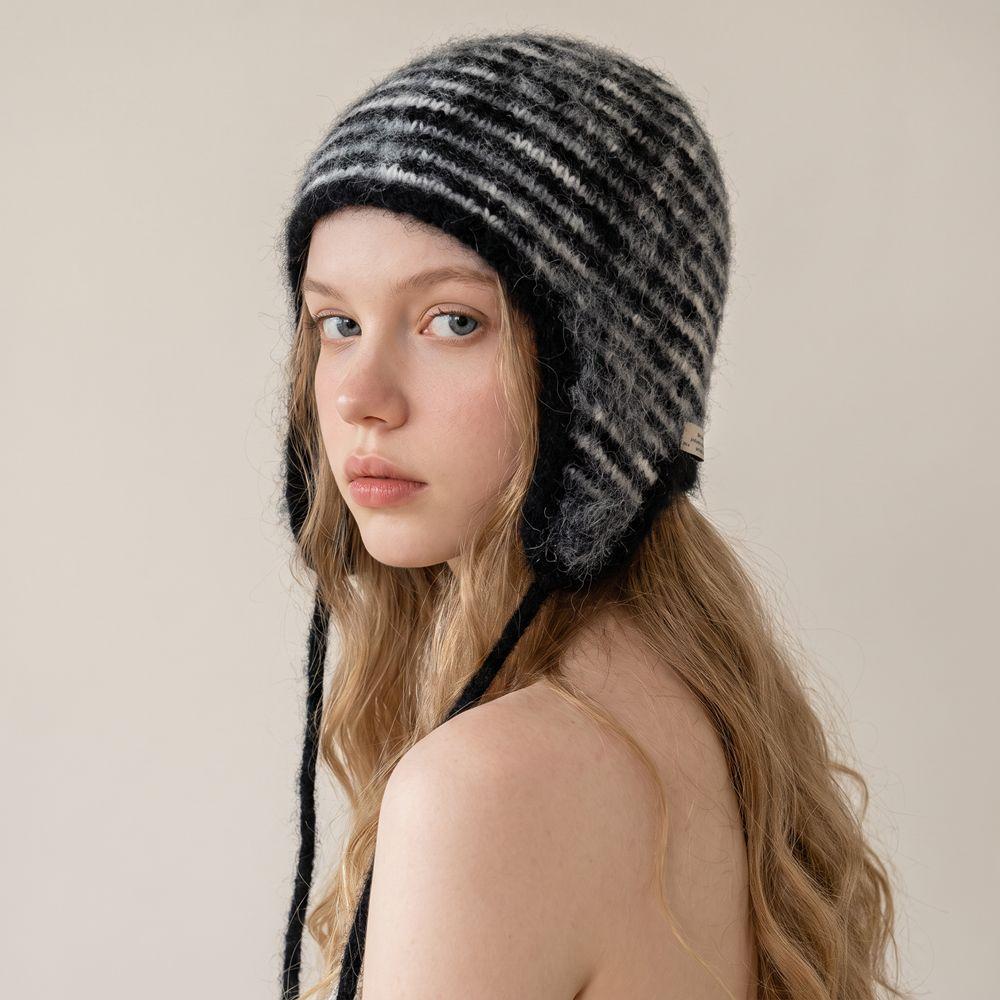 Plush Earflap Hat Rabbit Fur Beanie Hat Fashion Knitted Hat Girls