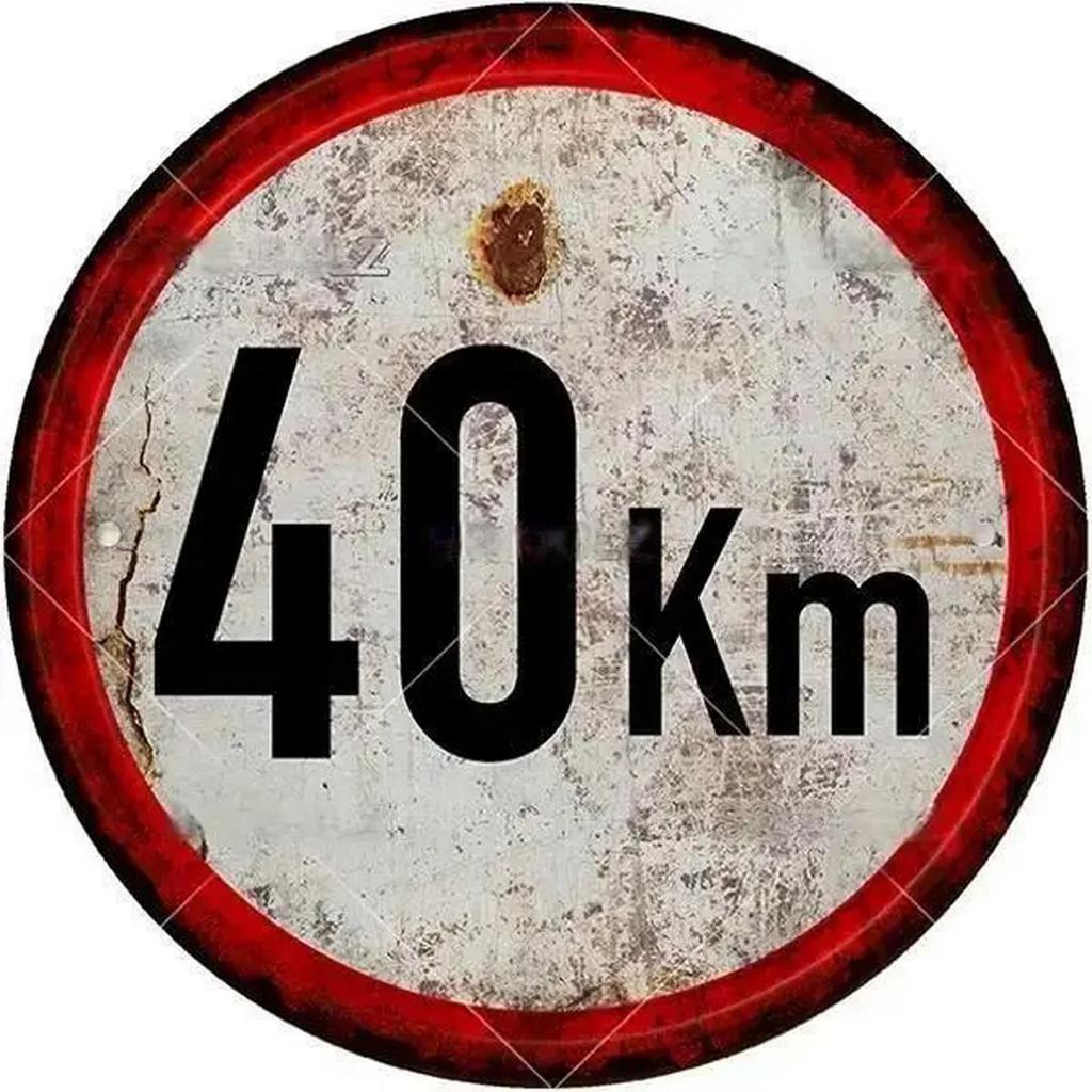 CIFBUY 20cm Round Metal Tin Sign - Retro Stop Warning Wall Decor