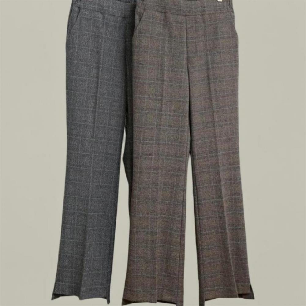 New ArrivalS Open Run Women S caSual Check Back Banding Unbalanced Bootcut pantS