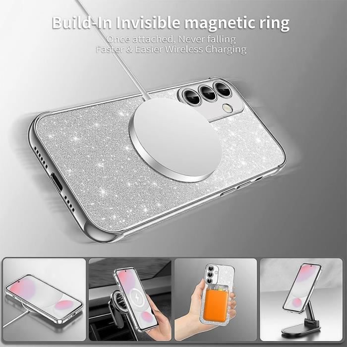 Coque de protection - Booling - pour Samsung Galaxy S24 FE - Silicone souple - Protection caméra - Argenté