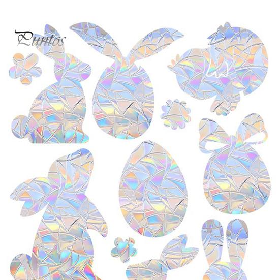 1/3 листа пасхальная наклейка на окно водонепроницаемая ПВХ голографическая наклейка на стекло в виде ловца солнца кролика, яйца, цветка, праздничная наклейка для украшения вечеринки