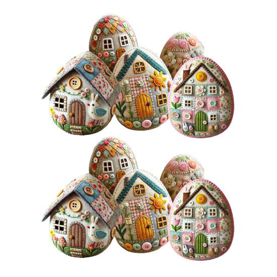Yousheng Felt Egg House Kit DIY Patchwork Felt Egg House Craft Kit Handmade Embroidered Easter Eggs Crafting Set for Easter Basket Festive Decor
